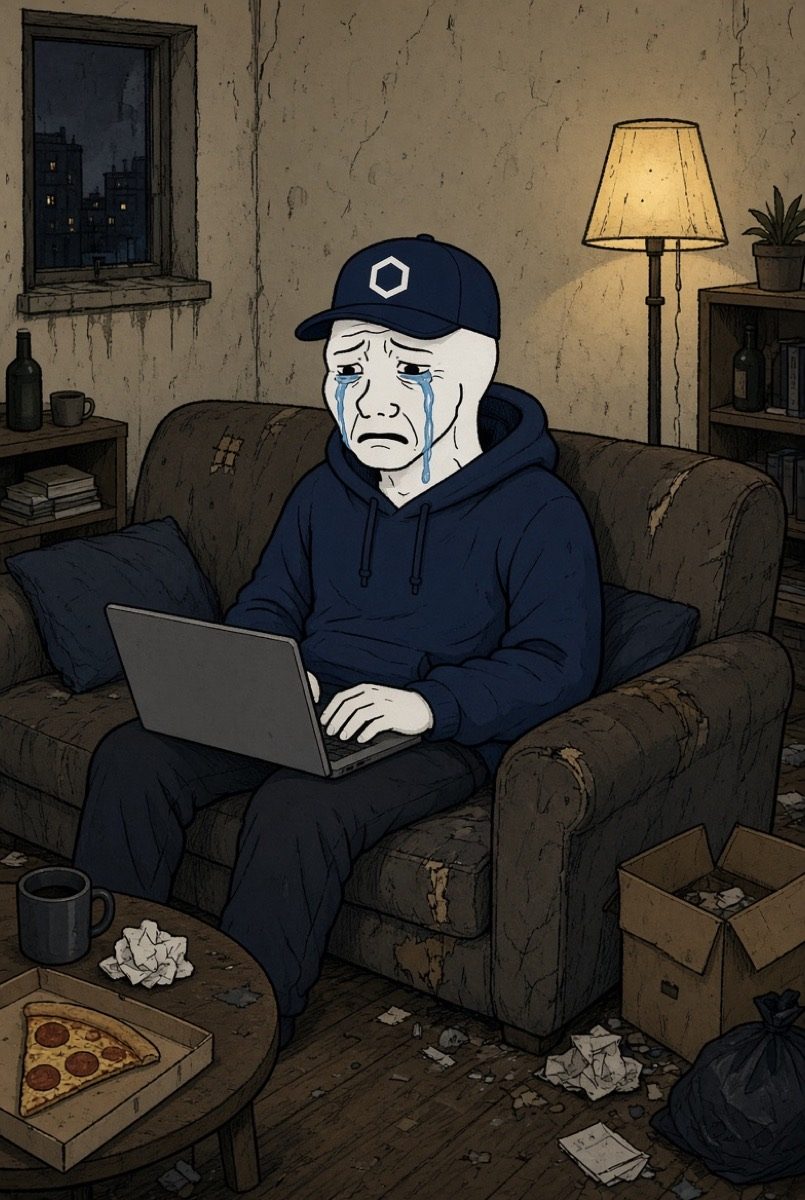 CROJAK crying on a couch with a laptop