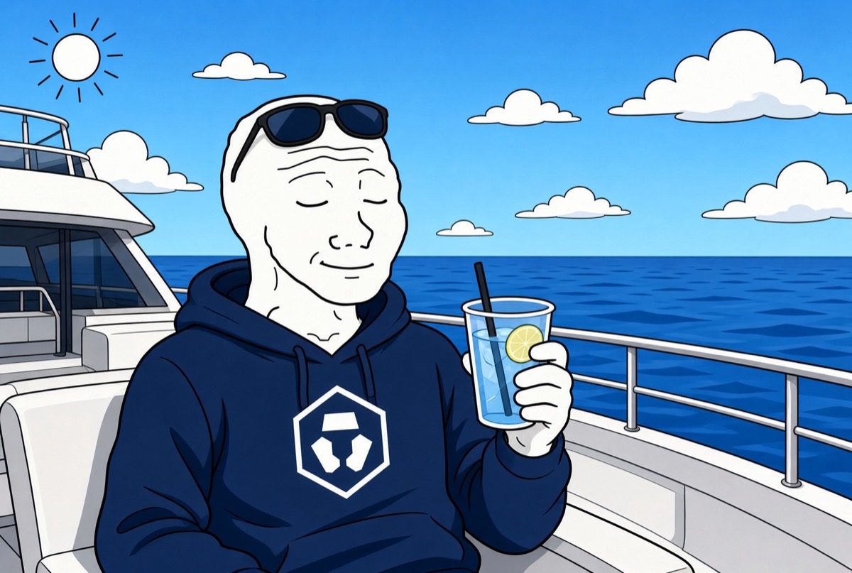 CROJAK with sunglasses and a drink on a boat