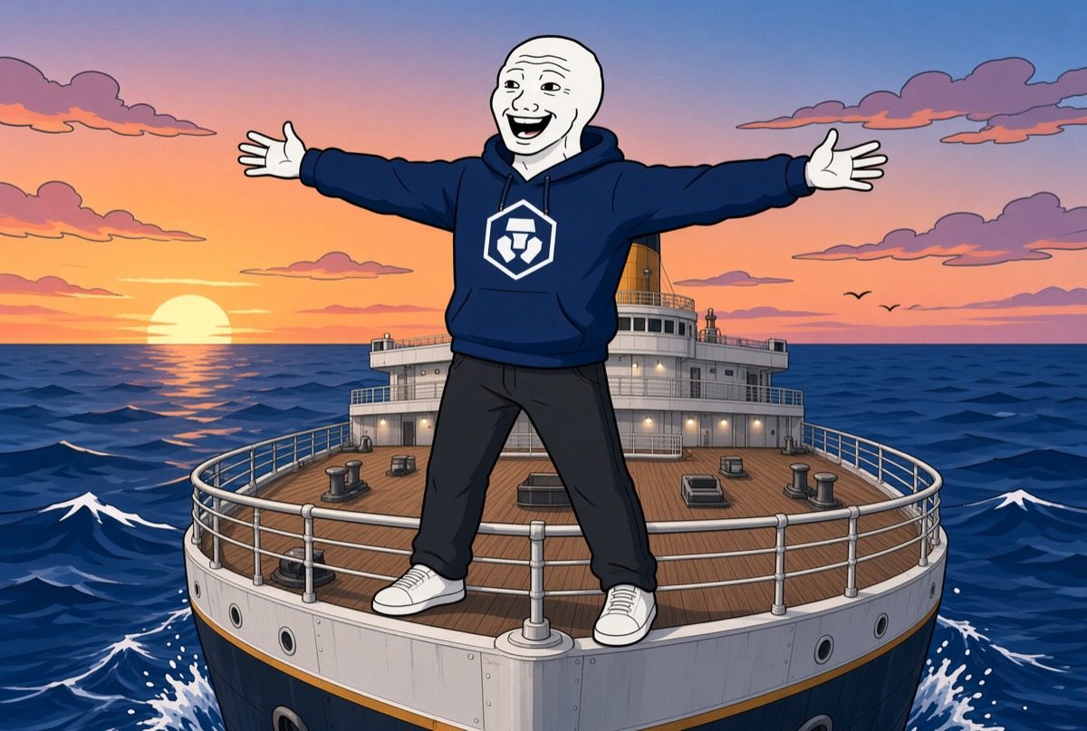 CROJAK standing arms wide on the bow of a ship at sunset