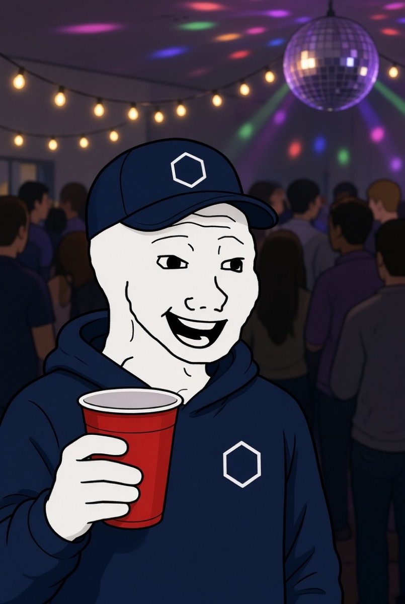 CROJAK smiling with a drink at a party